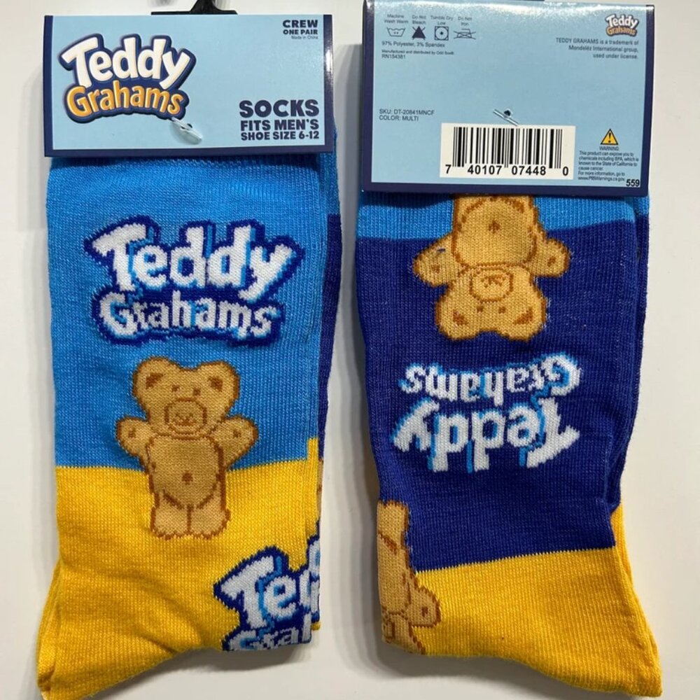 Men's Fashion Novelty Casual Fun Crew Socks TEDDY GRAHAMS Size 6-12